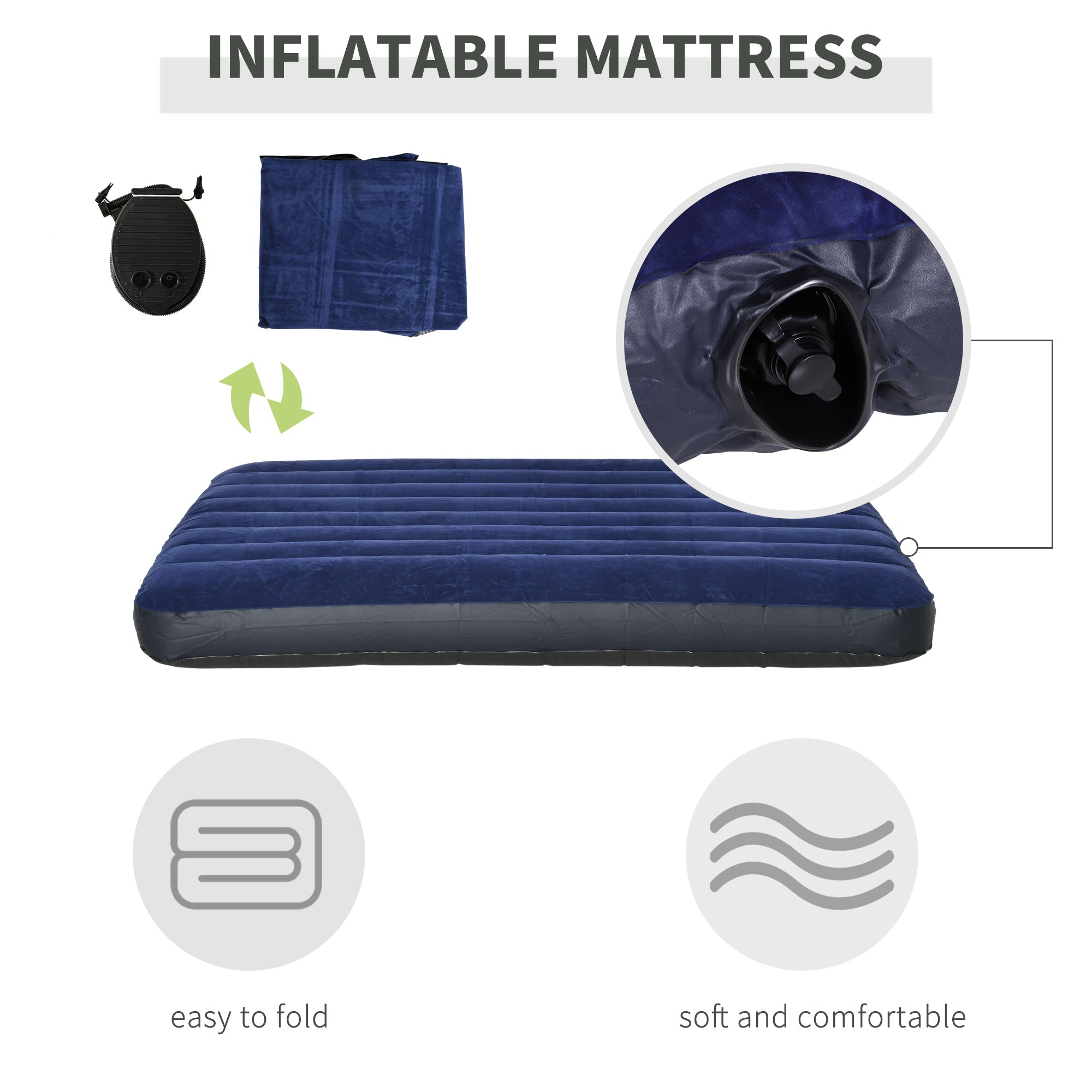 Outsunny Camping Combo Set All in 1 Portable Folding Tent Cot Air Mattress Carry Bag Pump Sleeping Shelter Dark Green