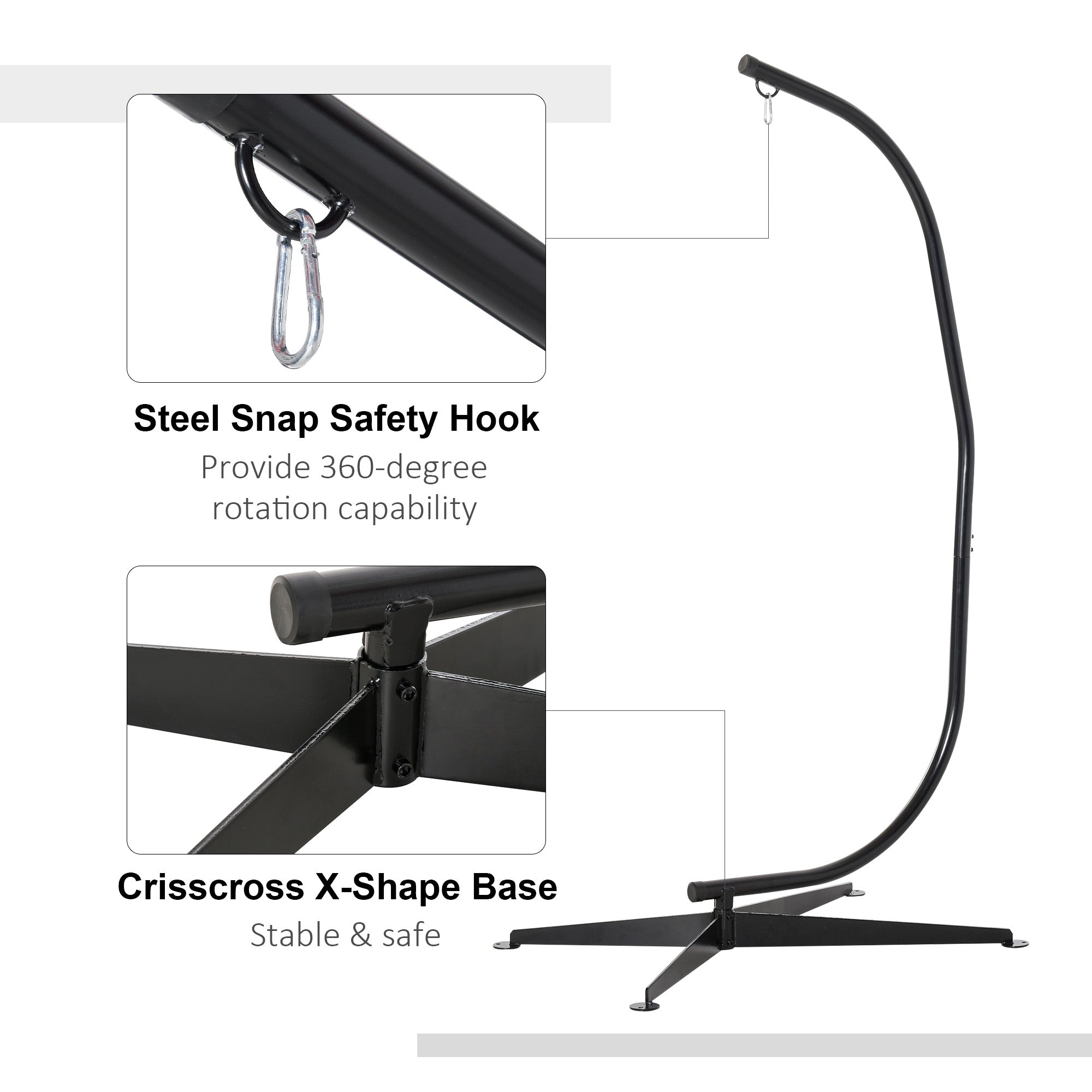Outsunny Hanging Hammock Chair Stand C Stand Steel for Indoor Outdoor Air Porch Swing Chair