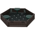 Outsunny Sandbox for Kids with Cover DIY Sandpit Outdoor Play 3 Seats Bottom Liner Backyard