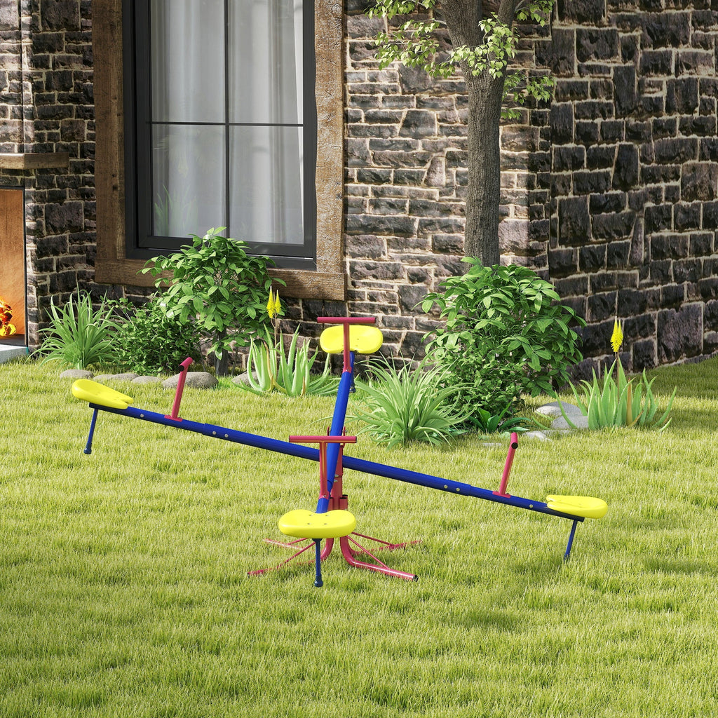 Outsunny Kids Metal Seesaw Teeter Totter Children's Playground Equipment for Garden Outdoor Indoor Swing, 4 Seats