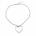 Simple Open Heart Necklace In Silver Plate