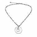 Beaten Double Ring Necklace In Silver Plate