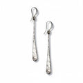 Beaten Long Tear Drop Earring - Silver Plate