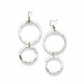 Double Hoop Metal Earrings - Silver Colour