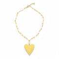 Short Chainlink Heart Pendant Necklace - Gold Stainless Steel