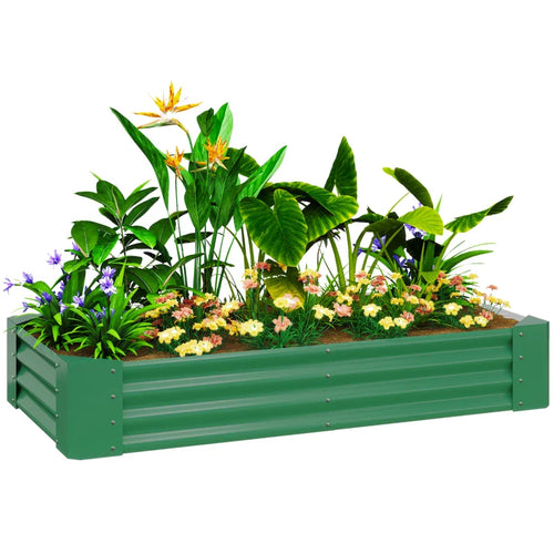 6 x 3 x 1ft Galvanized Raised Garden Bed, Reinforced Outdoor Planter Box with Open Bottom, Green