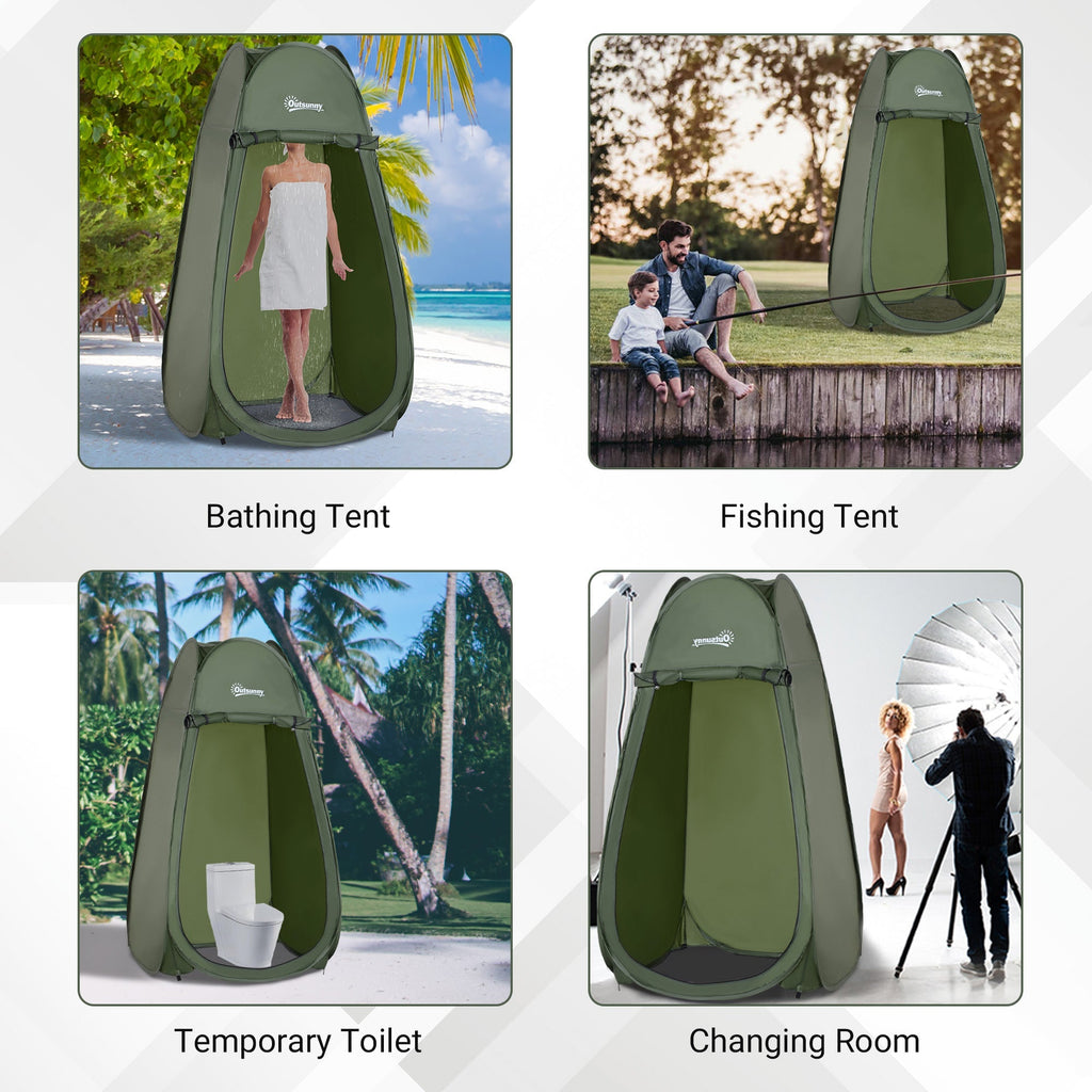 Outsunny Portable Pop Up Camping Shower Tent Dressing Changing Privacy Shelter Green