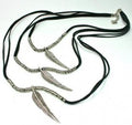 Suede Necklace With Feathers
