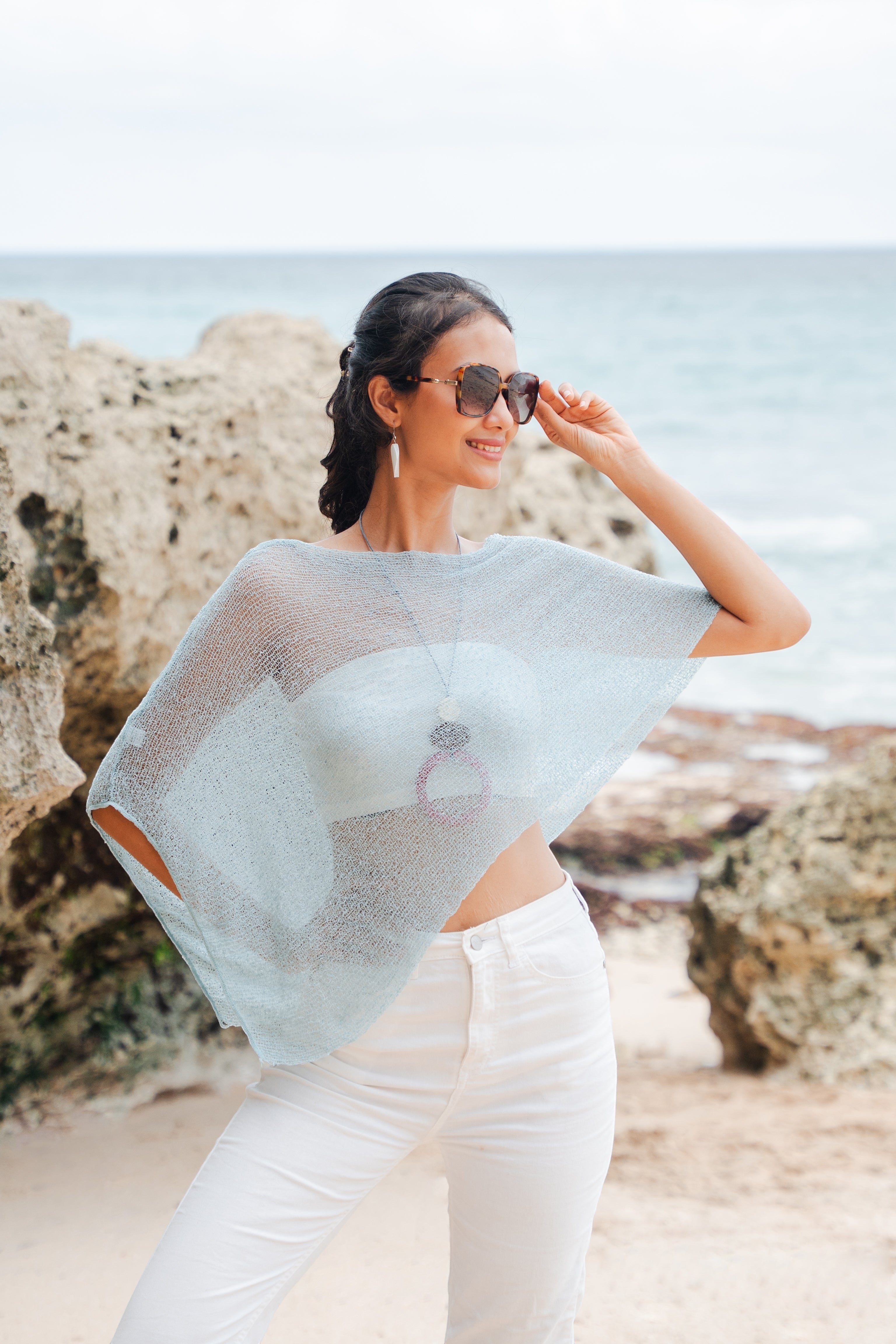 Sheer Mesh Poncho - Mint