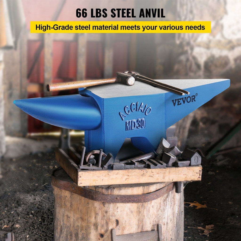 VEVOR Single Horn Anvil 66Lbs Cast Steel Anvil Blacksmith for Sale Forge Tools and Equipment Anvil Rugged Round Horn Anvil Blacksmith Jewelers Metalsmith Blacksmith Tool