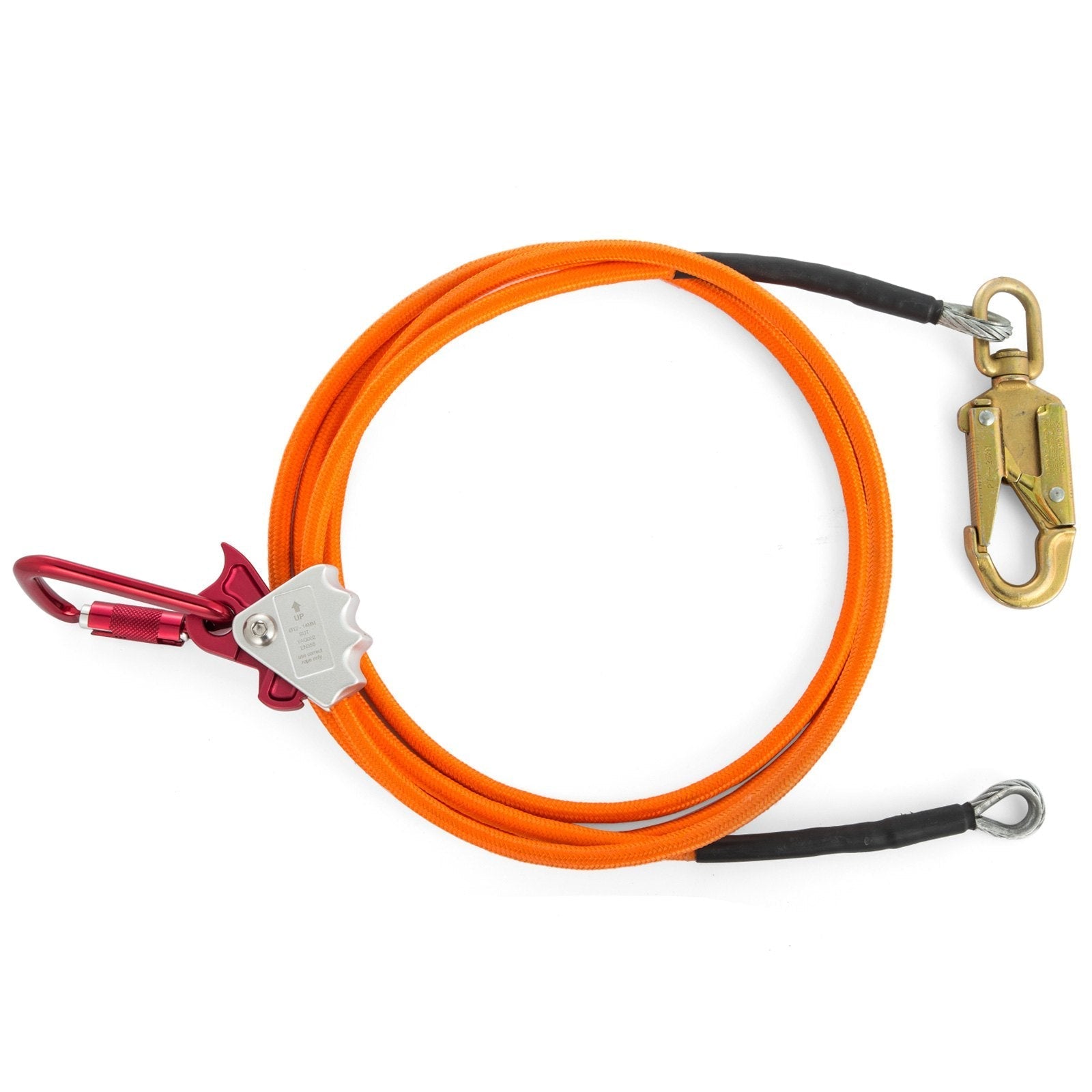Climb Right 1/2" X 8' Steel Core Lanyard Kit Flipline Triple Lock Swivel Snap
