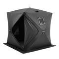 VEVOR Portable Ice Shelter, 3-4 Person Pop-Up Ice Fishing Tent, 35 Square Feet Fishable Area, Ice Shanty for Winter Fishing, Waterproof Oxford Ice Cube with Anchors/Ropes/Carrying Bag, 71"x71", Black