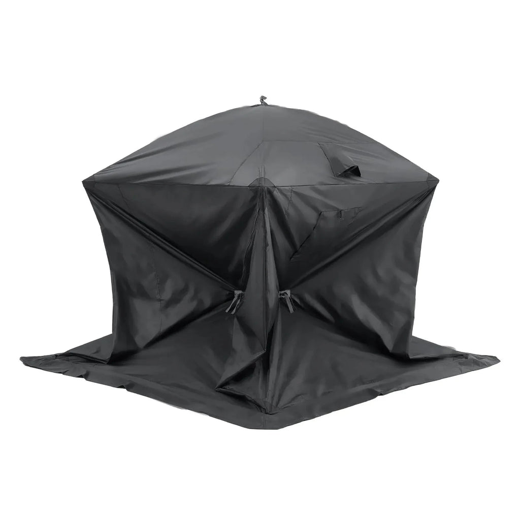 VEVOR Portable Ice Shelter, 3-4 Person Pop-Up Ice Fishing Tent, 43 Square Feet Fishable Area, Ice Shanty for Winter Fishing, Waterproof Oxford Ice Cube with Anchors/Ropes/Carrying Bag, 90"x90", Black