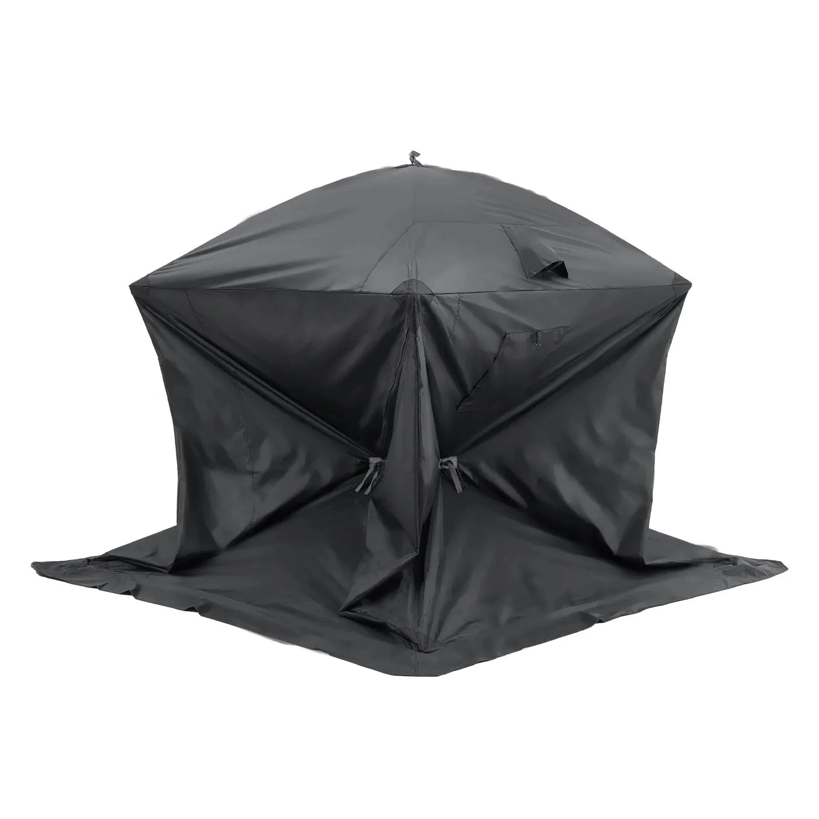 VEVOR Portable Ice Shelter, 3-4 Person Pop-Up Ice Fishing Tent, 43 Square Feet Fishable Area, Ice Shanty for Winter Fishing, Waterproof Oxford Ice Cube with Anchors/Ropes/Carrying Bag, 90"x90", Black