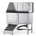 VEVOR 62" Pet Dog Bathing Station w/Ramp, Professional Stainless Steel Dog Grooming Tub w/ Soap Box, Faucet,Rich Accessory,Bathtub for Large,Medium,Small Pet, Washing Sink for Home(Left)