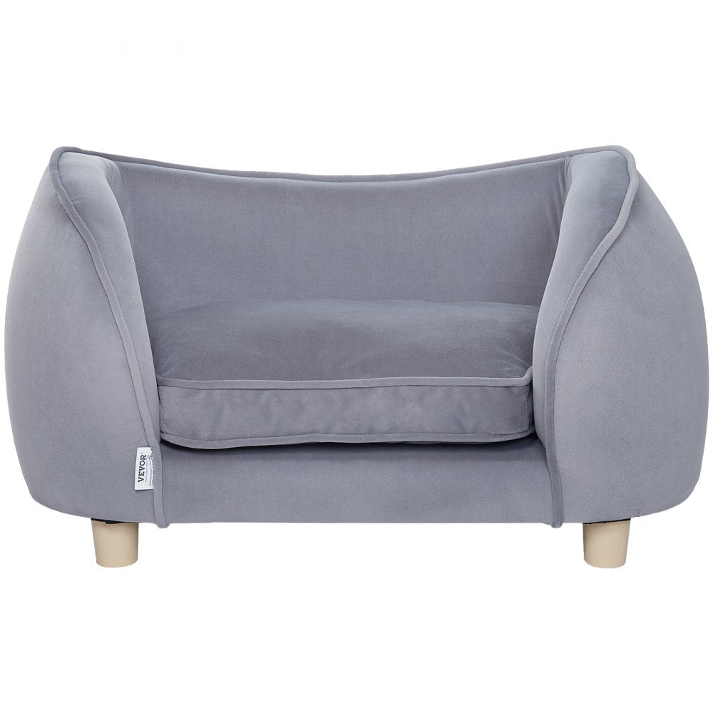 VEVOR Pet Sofa, Dog Couch for Small Dogs and Cats, Soft Velvety Dog Sofa Bed, 66 lbs Loading Cat Sofa, Dark Grey
