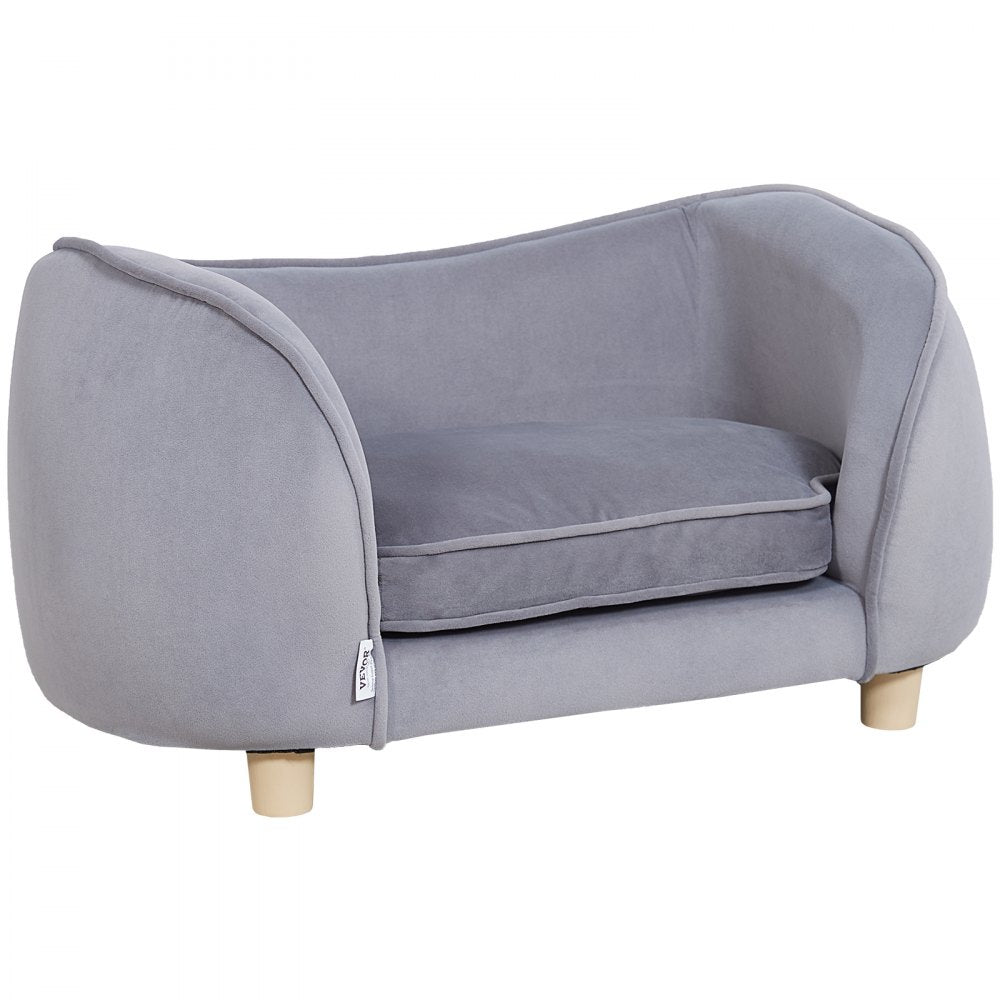 VEVOR Pet Sofa, Dog Couch for Small Dogs and Cats, Soft Velvety Dog Sofa Bed, 66 lbs Loading Cat Sofa, Dark Grey