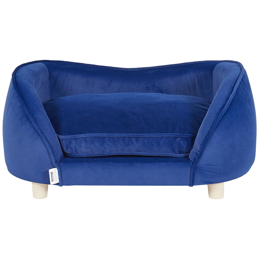 VEVOR Pet Sofa, Dog Couch for Medium-Sized Dogs and Cats, Soft Velvety Dog Sofa Bed, 81 lbs Loading Cat Sofa, Dark Blue