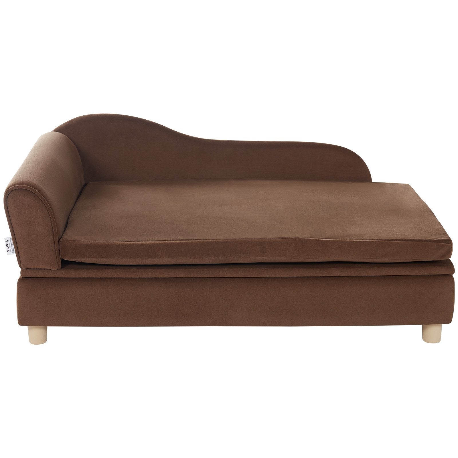 VEVOR Pet Sofa, Dog Couch for Large-Sized Dogs and Cats, Soft Velvety Dog Sofa Bed, 110 lbs Loading Cat Sofa, Dark Brown