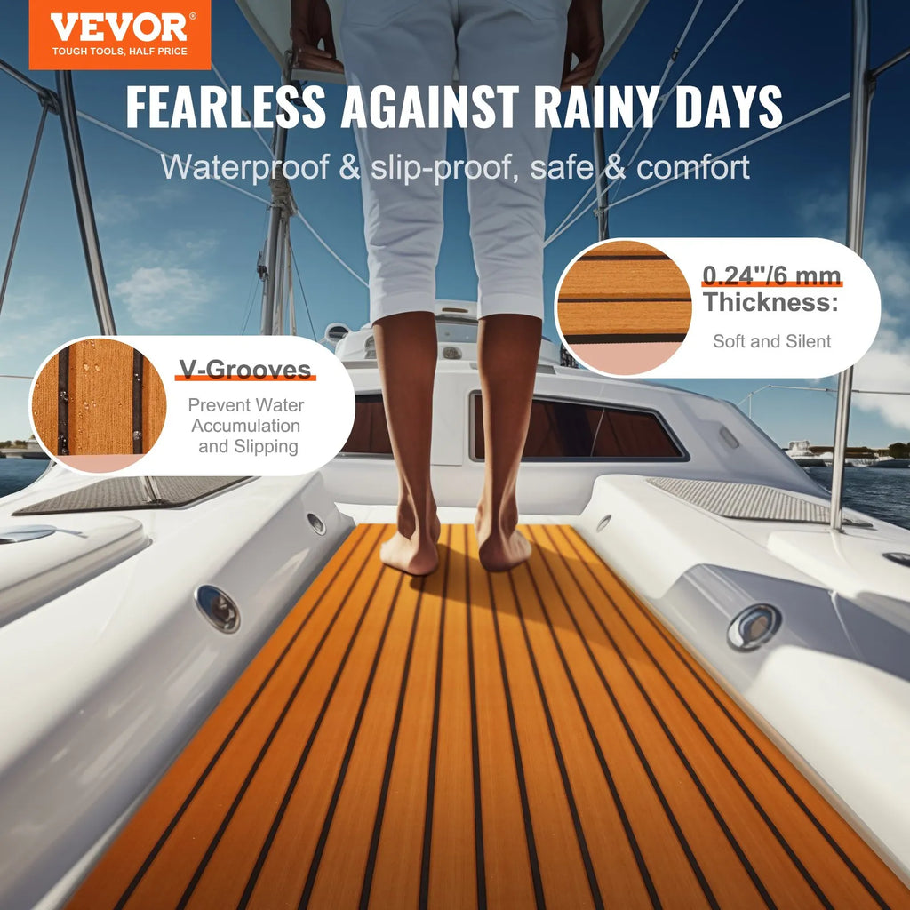 VEVOR Boat Flooring, EVA Foam Boat Decking 94.5" x 35.4", Non-Slip Self-Adhesive Flooring, 23.2 sq.ft Marine Carpet for Boats, Yacht, Pontoon, Kayak Decking