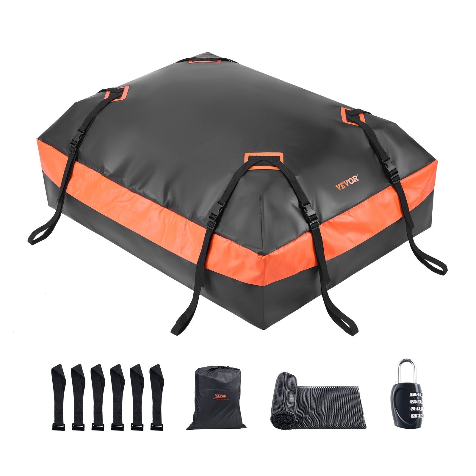 VEVOR Car Rooftop Cargo Carrier Bag 21 Cubic Feet Roof Cargo Carrier 840D PVC