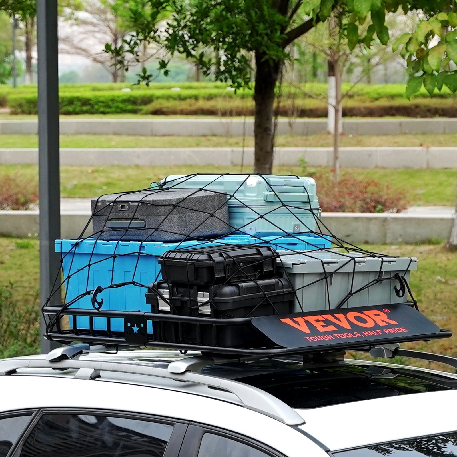 VEVOR Roof Rack Cargo Basket, 46" x 36" x 4.5" Rooftop Cargo Carrier, Heavy-duty 200 LBS Capacity Universal Roof Rack Basket, Luggage Holder for SUV, Truck, Vehicle
