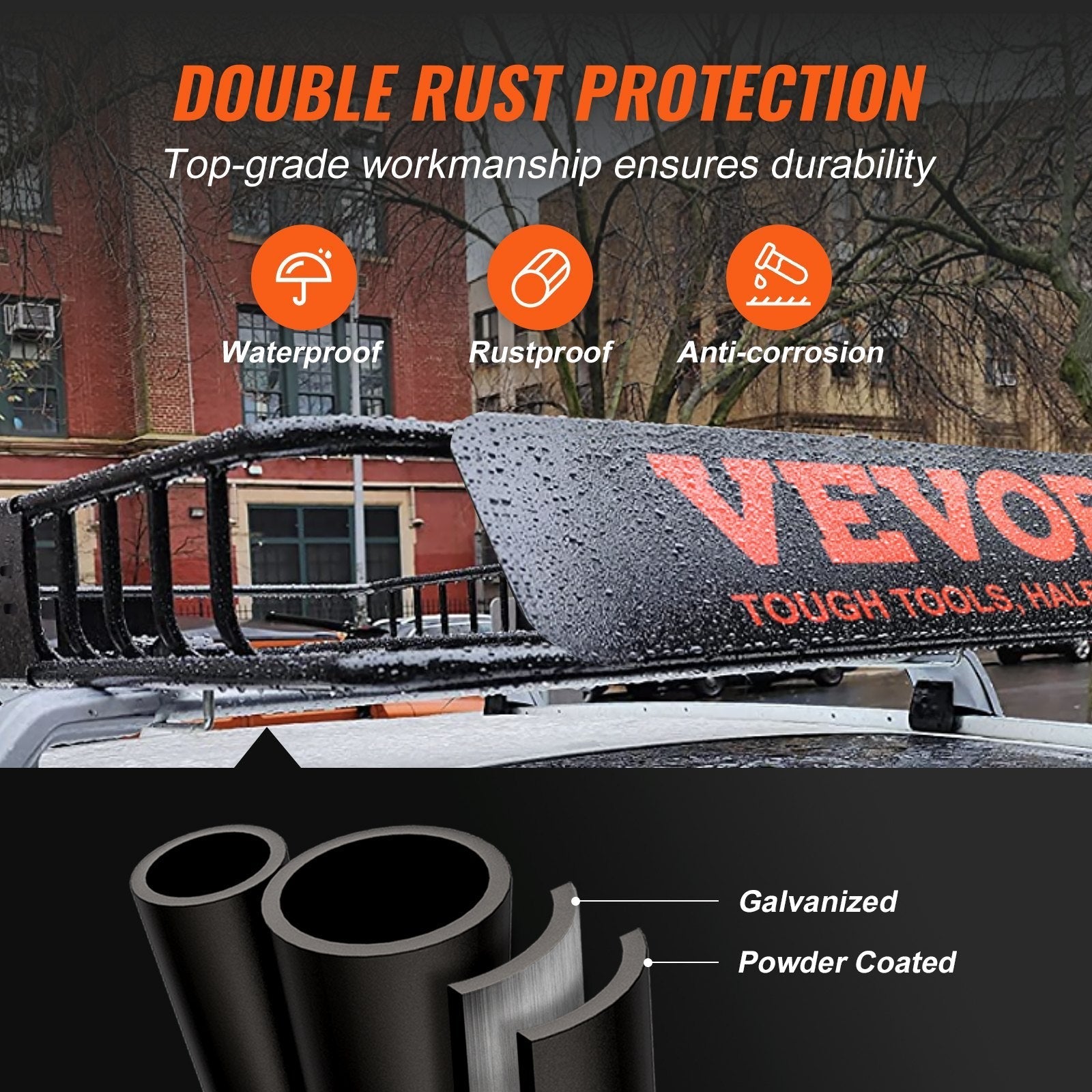 VEVOR Roof Rack Cargo Basket, 51" x 36" x 5" Rooftop Cargo Carrier w/ 15 Cu Ft Waterproof Cargo Bag, 200 LBS Capacity Universal Rack Carrier for SUV, Truck