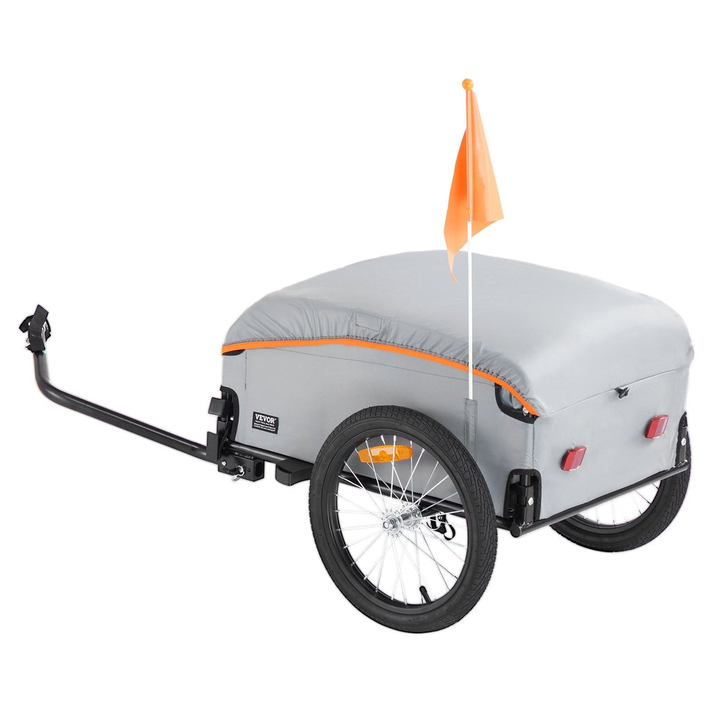 VEVOR Bike Cargo Trailer, 100 lbs Load Capacity, Heavy-Duty Bicycle Wagon Cart, Foldable Compact Storage with Universal Hitch, Waterproof Cover, 16" Wheels, Safe Reflectors, Fits 22"-28" Bike Wheels