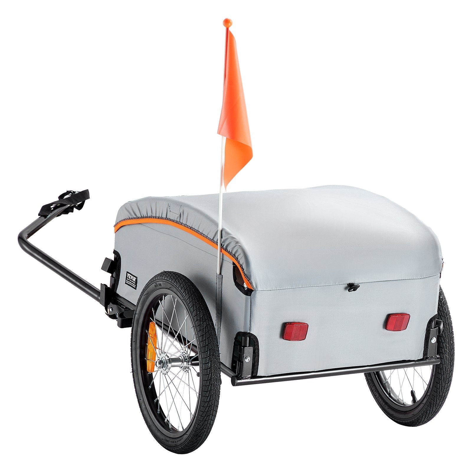 VEVOR Bike Cargo Trailer, 100 lbs Load Capacity, Heavy-Duty Bicycle Wagon Cart, Foldable Compact Storage with Universal Hitch, Waterproof Cover, 16" Wheels, Safe Reflectors, Fits 22"-28" Bike Wheels