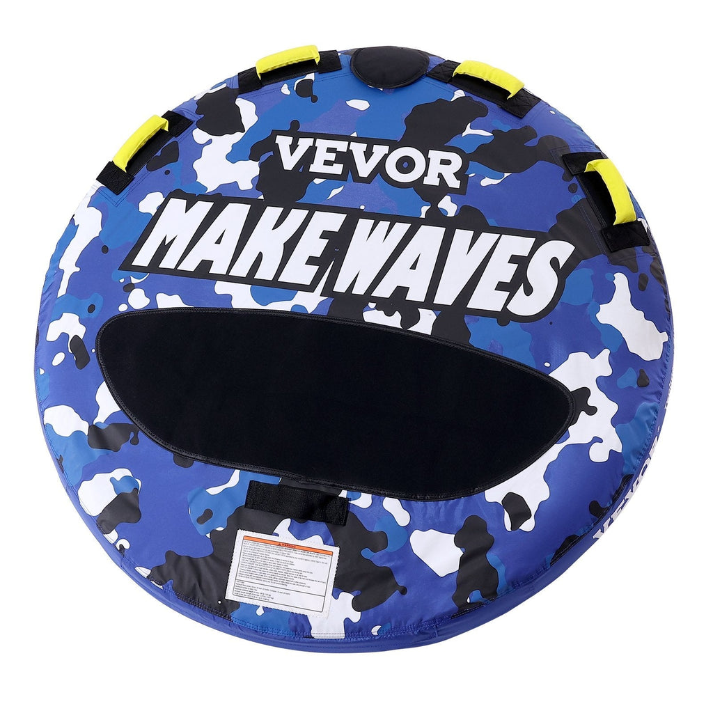 VEVOR Towable Tube for Boating, 1-2 Riders Inflatable Boat Tubes and Towables, 340 lbs, 51.8" Round Water Sport Towable Tube for Boat to Pull, Full Nylon Cover, EVA Grab Handles and Speed Safety Valve