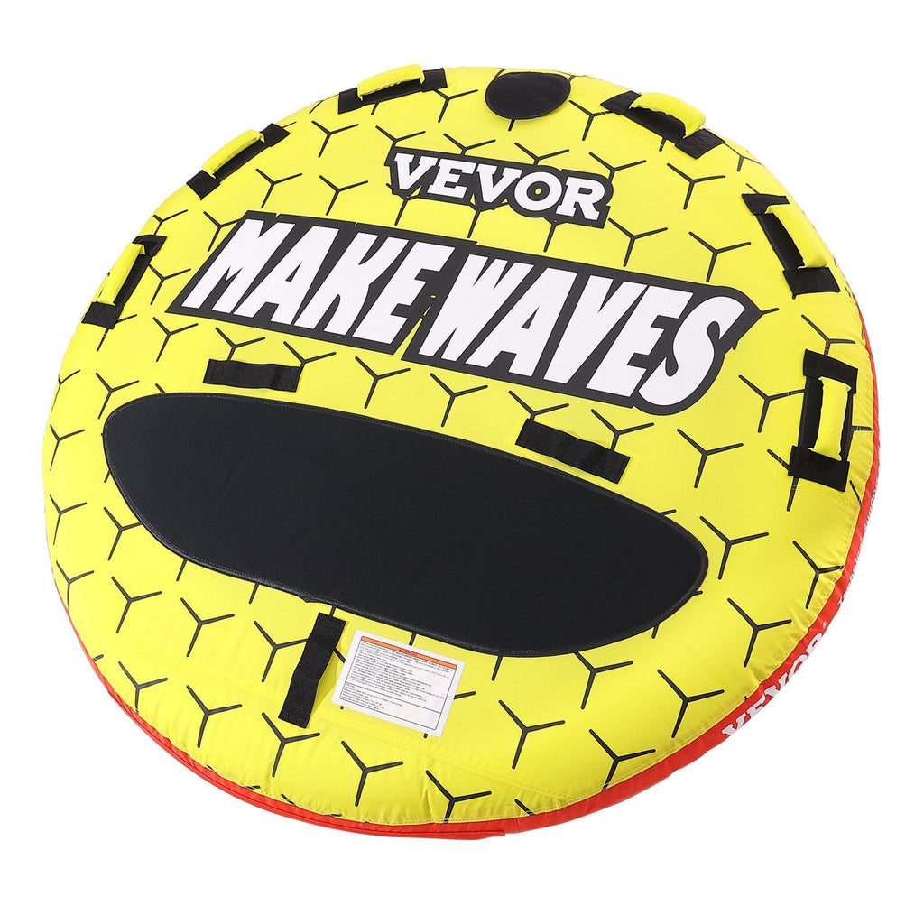 VEVOR Towable Tube for Boating, 1-3 Riders Inflatable Boat Tubes and Towables, 510 lbs, 63" Round Water Sport Towable Tubes for Boats to Pull, Full Nylon Cover, EVA Grab Handles and Speed Safety Valve