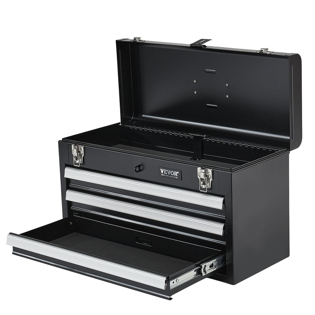 VEVOR Tool Box 20.5-inch Portable Metal Tool Box with 3 Drawers Tool Organizer