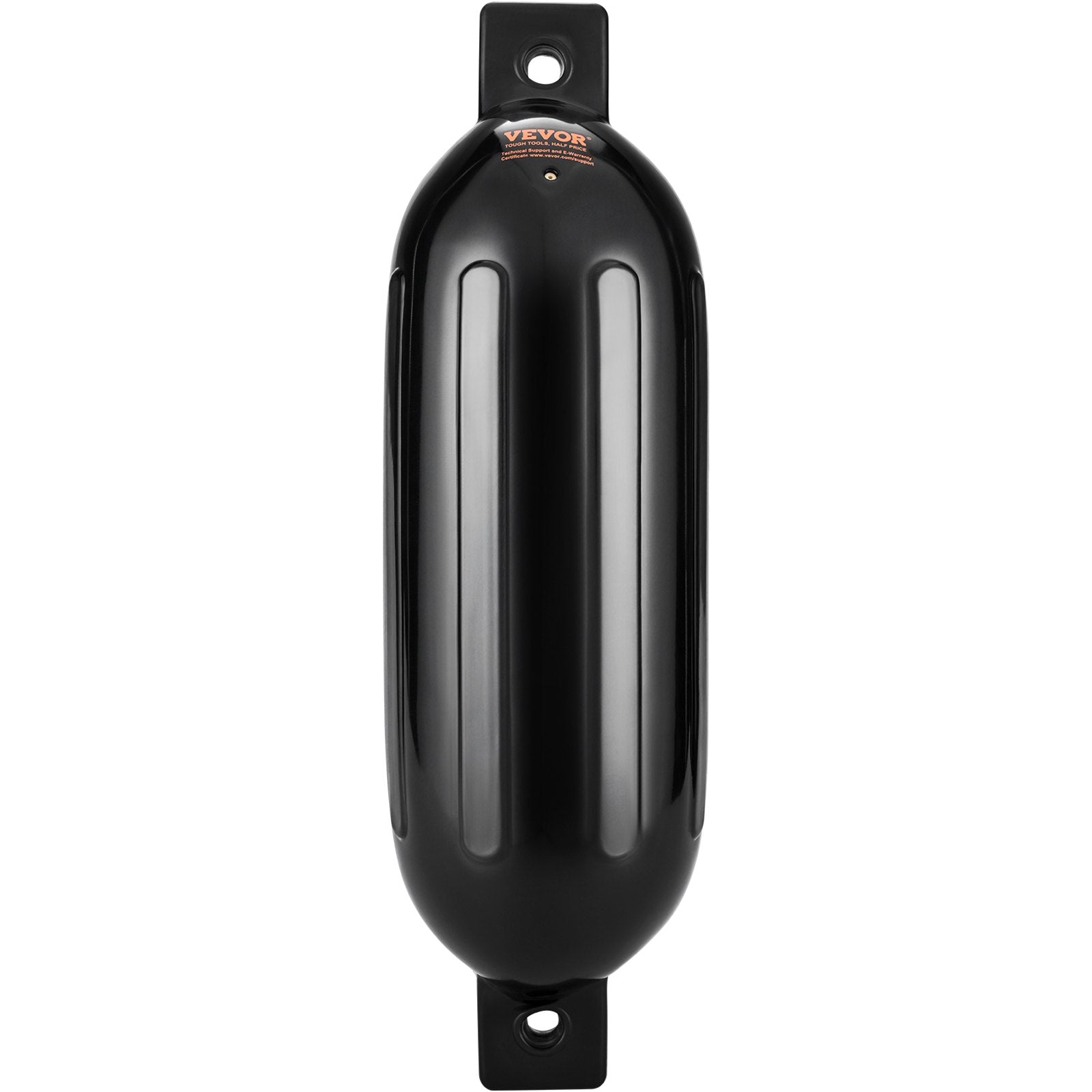 VEVOR Boat Fenders, 5.5" x 20" Boat Bumpers for Docking, Inflatable Ribbed Fender with Center Holes, Marine Boat Dock Fender Bumper with Air Pump, 4 Needles and 4 Ropes and Storage Bag, Black
