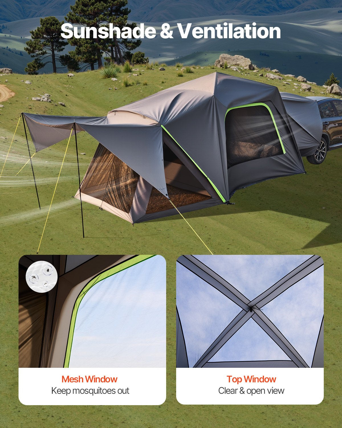 VEVOR SUV Camping Tent Outdoor SUV Tent with Awning Waterproof for 5-8 Person
