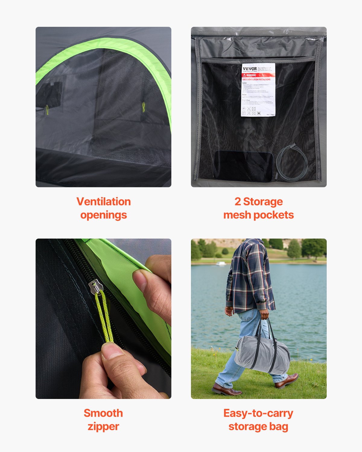VEVOR Truck Tent 6.4-6.7ft Waterproof PU2000 Truck Bed Camping Tent 2-3 Person