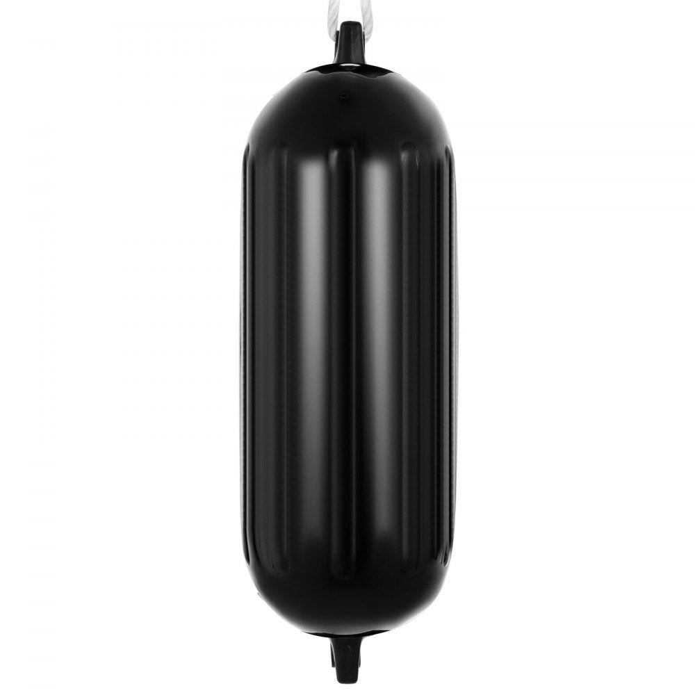 VEVOR Boat Fenders 4 Ribbed 8\" x 27\" PVC Bumper Dock Shield Protection Black