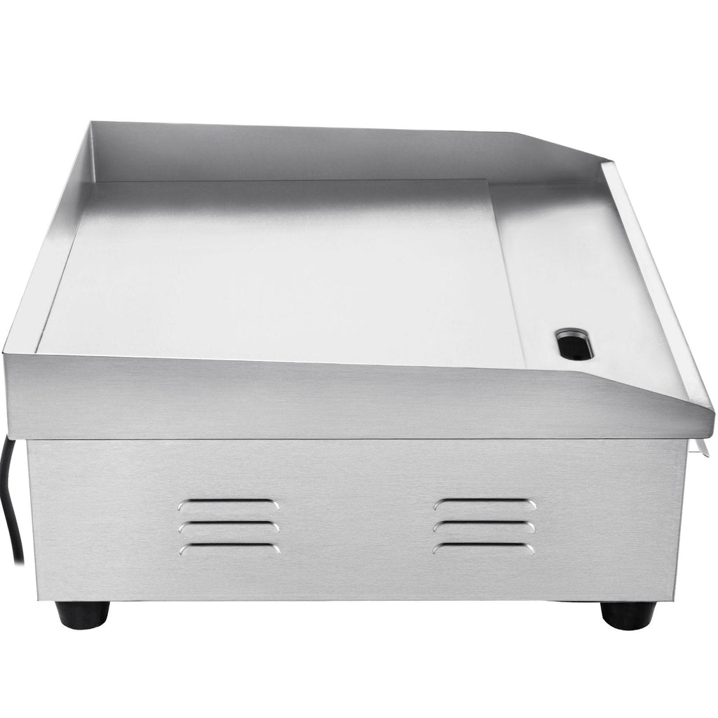 VEVOR 14\" Electric Countertop Flat Top Griddle 110V 1500W Non-Stick Commercial Electric Griddles Restaurant Teppanyaki Grill Stainless Steel Adjustable Temperature Control 122°F-572°F, Sliver
