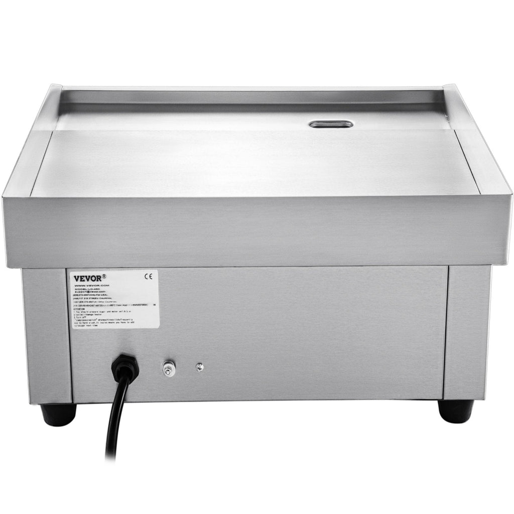 VEVOR 14\" Electric Countertop Flat Top Griddle 110V 1500W Non-Stick Commercial Electric Griddles Restaurant Teppanyaki Grill Stainless Steel Adjustable Temperature Control 122°F-572°F, Sliver