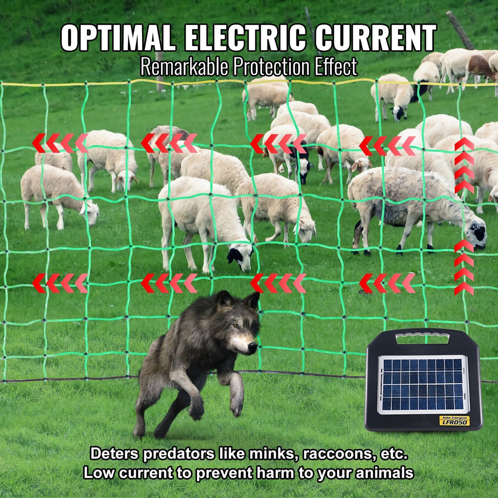 VEVOR Electric Fence Netting, 35" H x 164' L, PE Net Fencing with Posts & Double-Spiked Stakes, Utility Portable Mesh for Goats, Sheep, Lambs, Deer, Hogs, Dogs, Used in Backyards, Farms, and Ranches