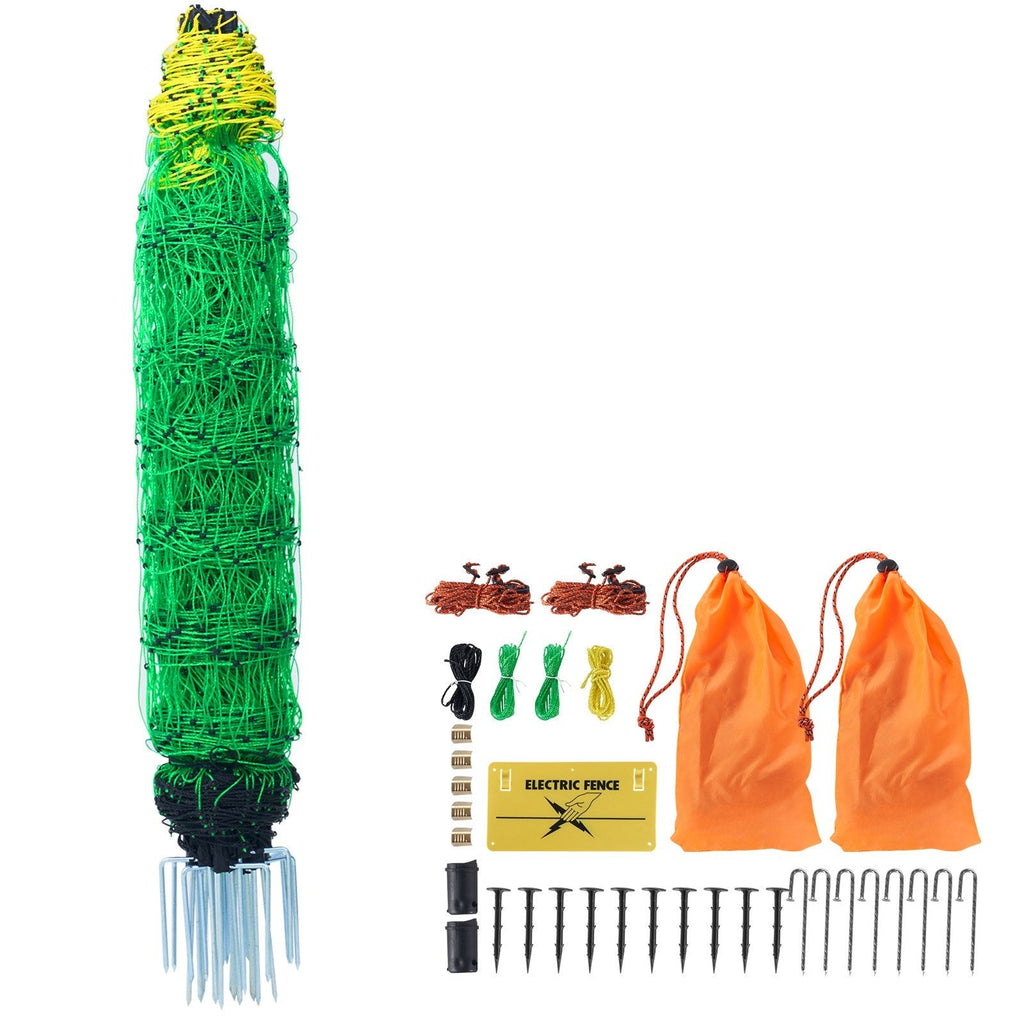 VEVOR Electric Fence Netting, 35" H x 164' L, PE Net Fencing with Posts & Double-Spiked Stakes, Utility Portable Mesh for Goats, Sheep, Lambs, Deer, Hogs, Dogs, Used in Backyards, Farms, and Ranches