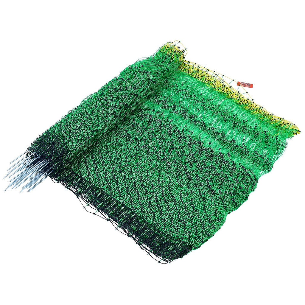 VEVOR Electric Fence Netting, 35" H x 164' L, PE Net Fencing with Posts & Double-Spiked Stakes, Utility Portable Mesh for Goats, Sheep, Lambs, Deer, Hogs, Dogs, Used in Backyards, Farms, and Ranches