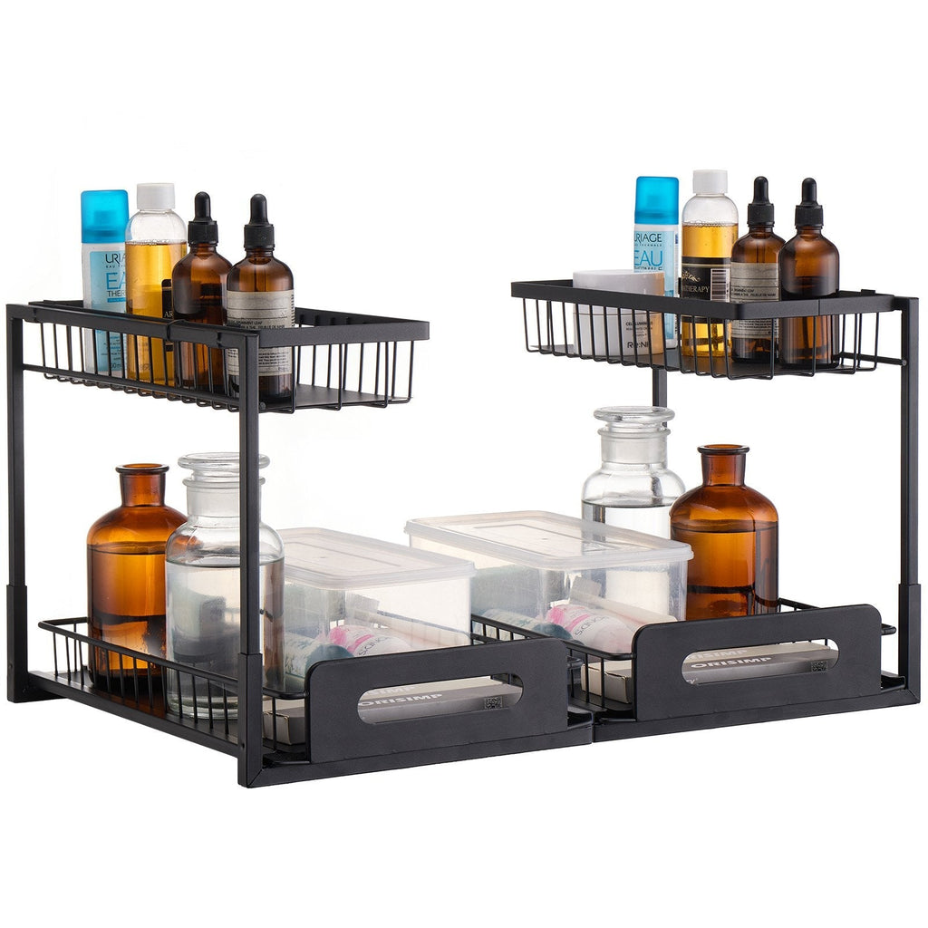 VEVOR 2-Tier Wire Pull Out Cabinet Under Sink Basket Organizer 10.7"x14.2" 2PCS