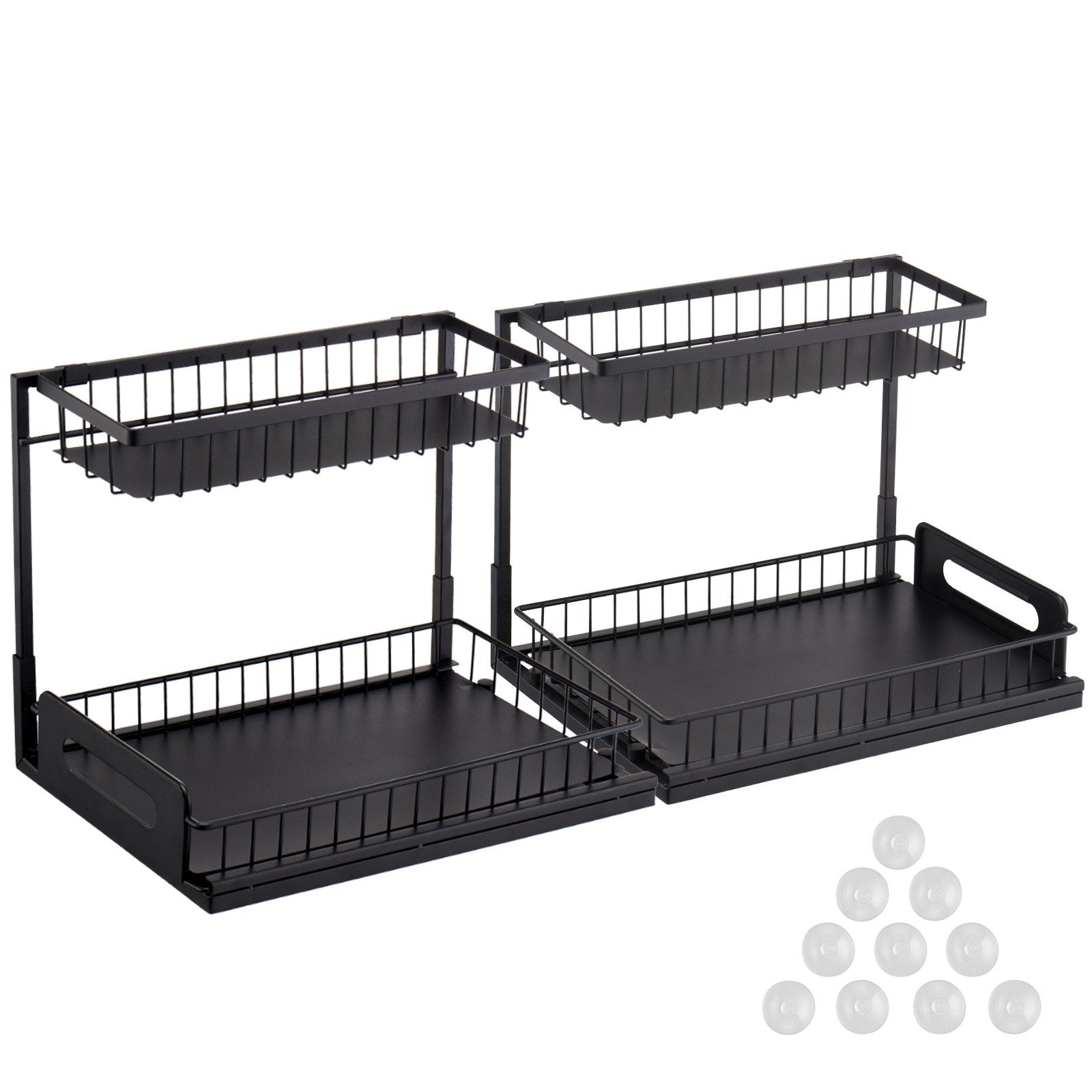 VEVOR 2-Tier Wire Pull Out Cabinet Under Sink Basket Organizer 10.7"x14.2" 2PCS