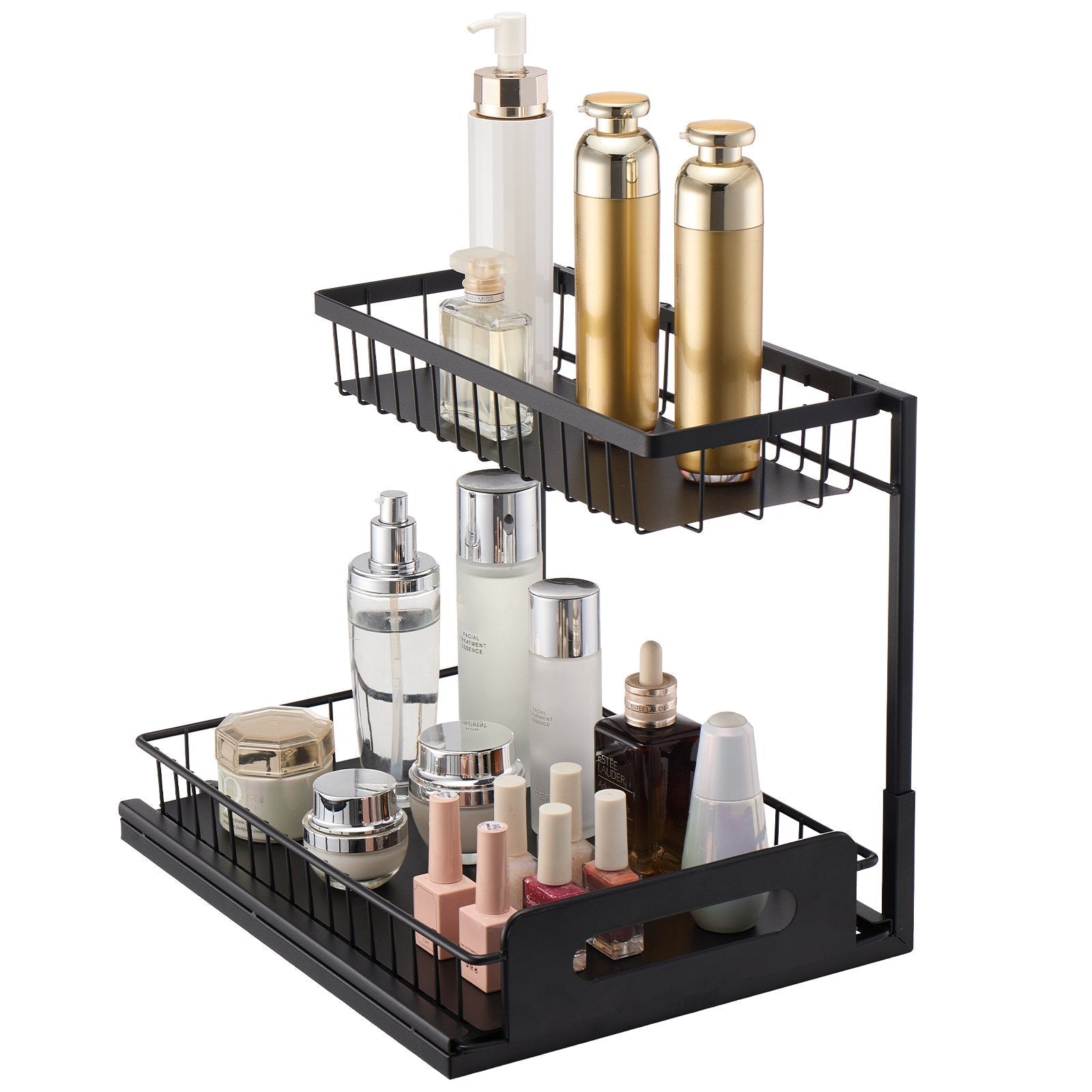 VEVOR 2-Tier Wire Pull Out Cabinet Under Sink Organizer 10.7"x14" Drawer Basket