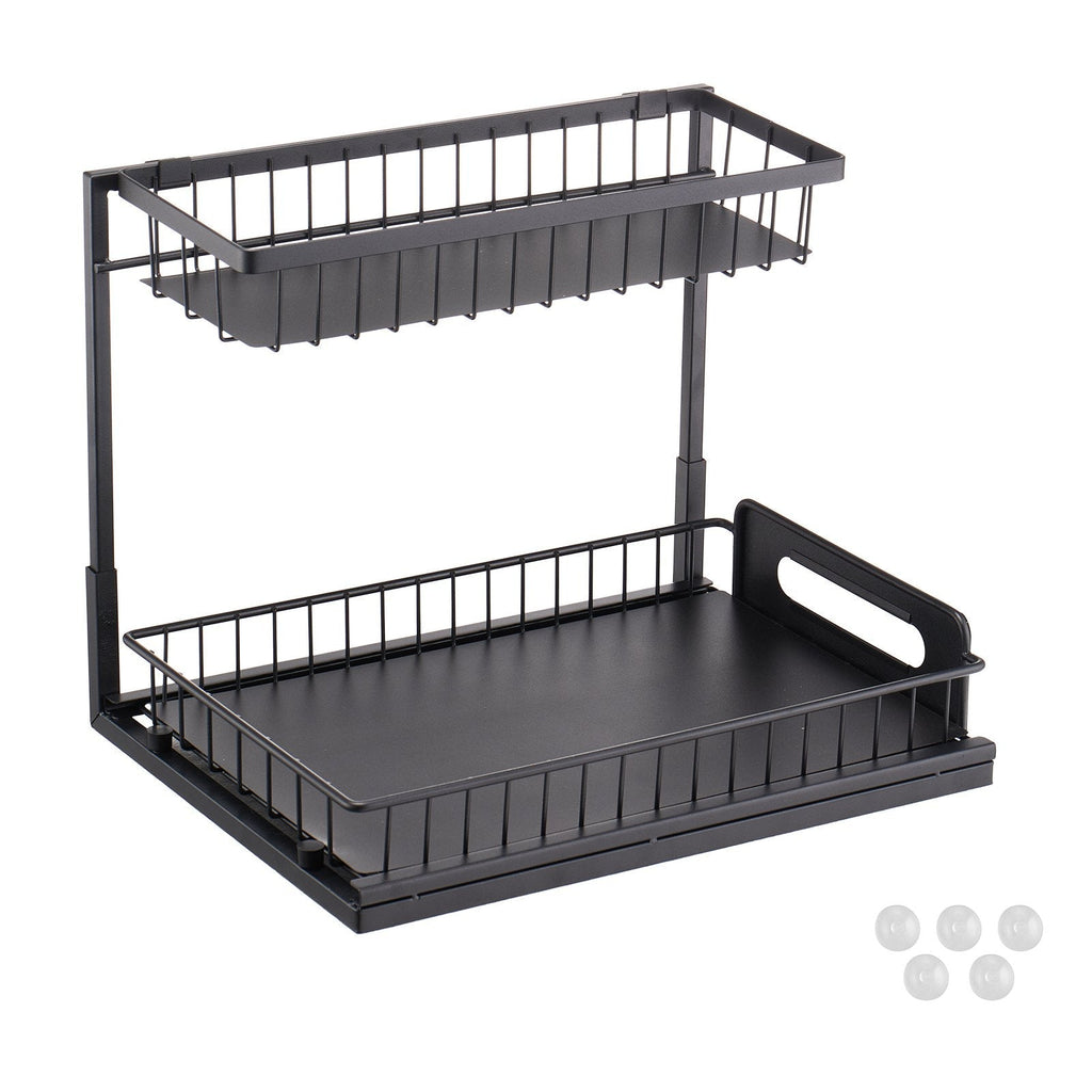 VEVOR 2-Tier Wire Pull Out Cabinet Under Sink Organizer 10.7"x14" Drawer Basket