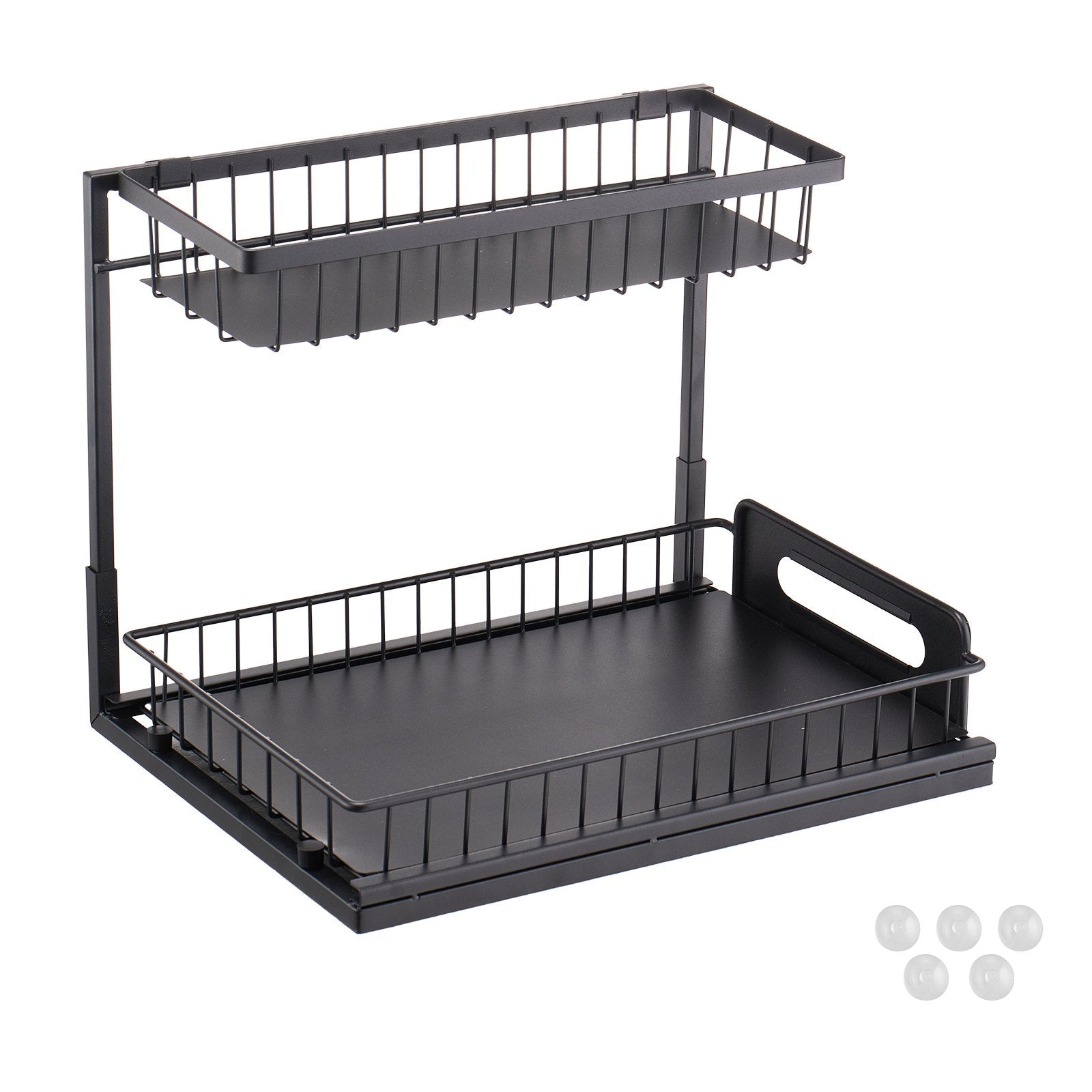 VEVOR 2-Tier Wire Pull Out Cabinet Under Sink Organizer 10.7"x14" Drawer Basket