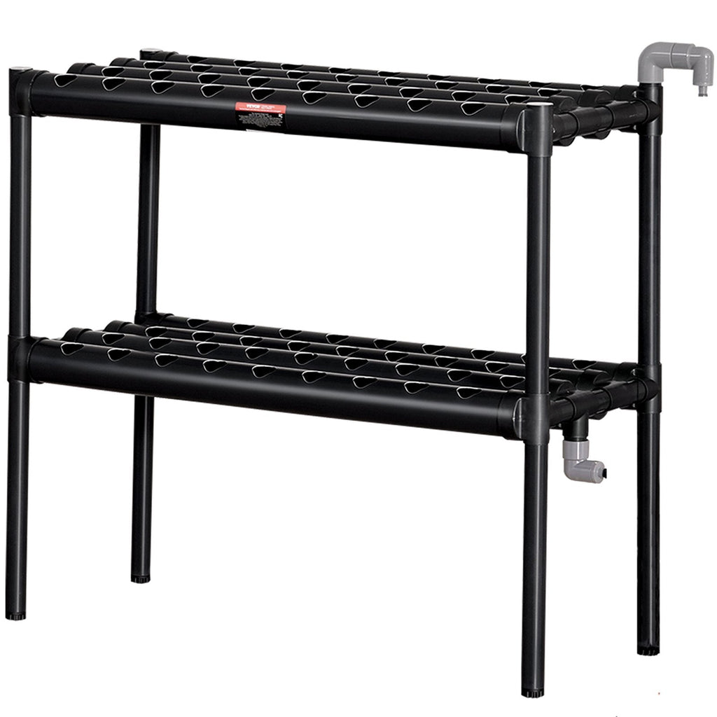 VEVOR Hydroponics Growing System, 72 Sites 2 Layers, Dark Grey PVC Pipes Hydroponic Grow Kit with Water Pump, Timer, Baskets and Sponges for Fruits, Vegetables, Herb