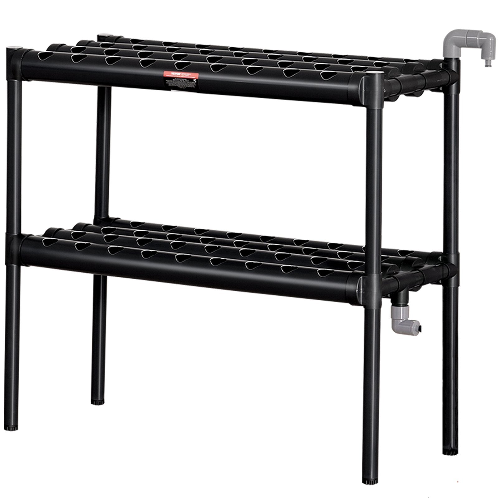 VEVOR Hydroponics Growing System, 72 Sites 2 Layers, Dark Grey PVC Pipes Hydroponic Grow Kit with Water Pump, Timer, Baskets and Sponges for Fruits, Vegetables, Herb