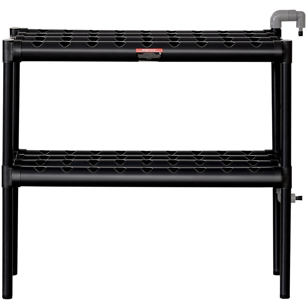 VEVOR Hydroponics Growing System, 72 Sites 2 Layers, Dark Grey PVC Pipes Hydroponic Grow Kit with Water Pump, Timer, Baskets and Sponges for Fruits, Vegetables, Herb