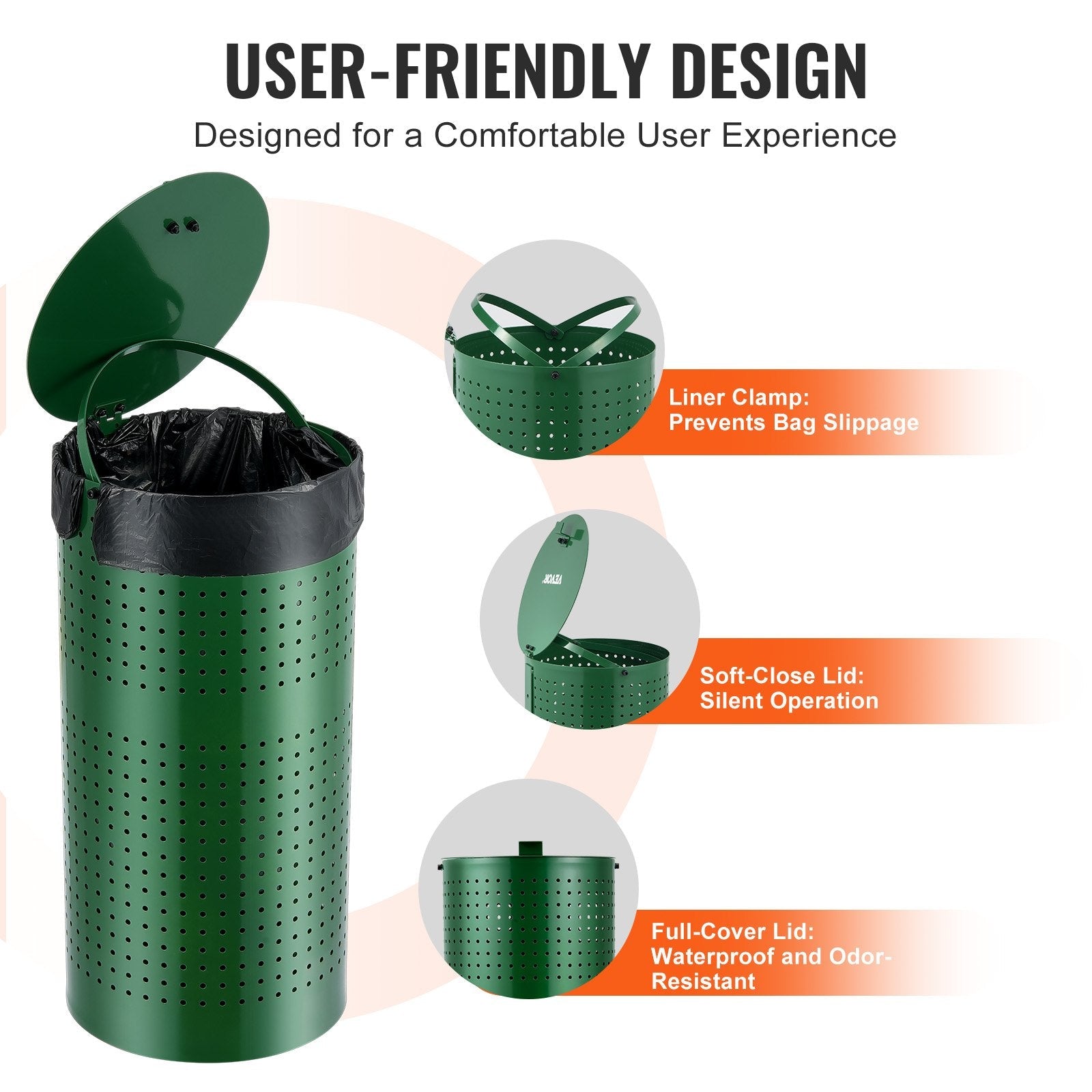 VEVOR Dog Poop Trash Can 11.5 Gallons Weather-Resistant Dog Waste Bin with Lid